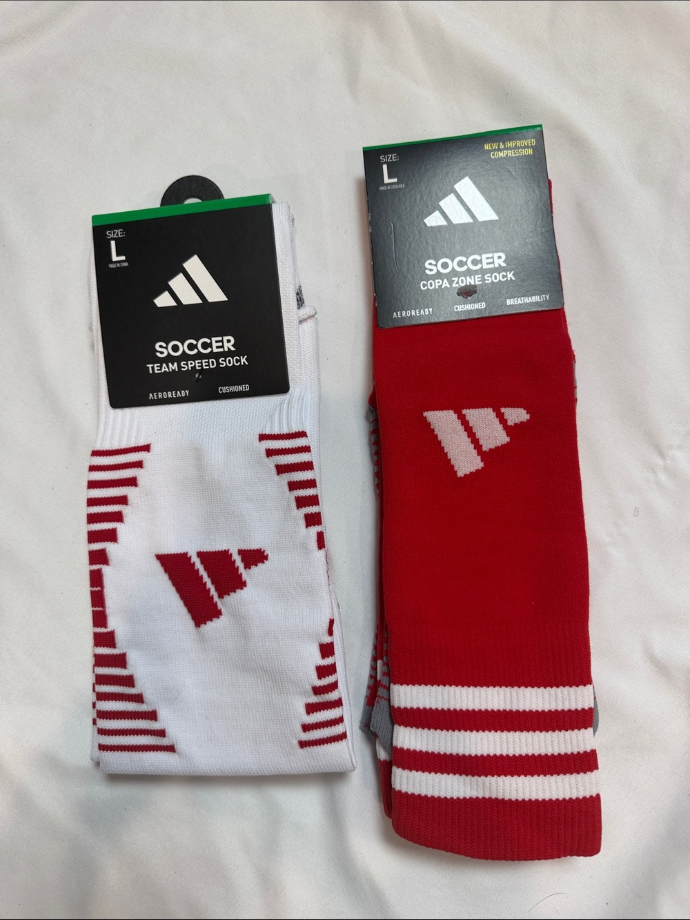 adidas Men's Soccer Socks-Red & White